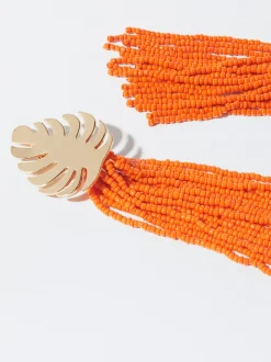 PARFOIS Ringe>Ohrringe Mit Blatt Und Glasperlen Orange
