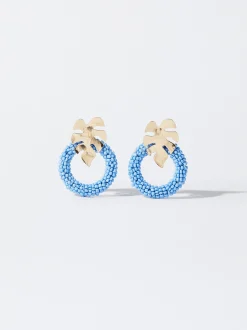 PARFOIS Ringe>Ohrringe Mit Blatt Und Glasperlen Blau