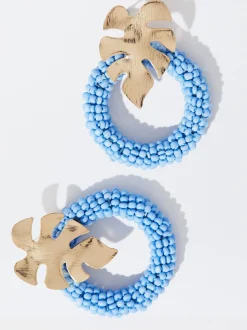 PARFOIS Ringe>Ohrringe Mit Blatt Und Glasperlen Blau
