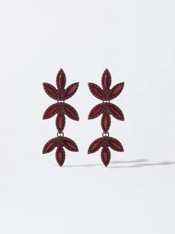PARFOIS Lange Ohrringe|Trend Collection>Ohrringe Mit Blume Bordeaux
