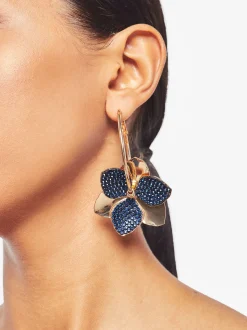 PARFOIS Lange Ohrringe|Premium>Ohrringe Mit Blume Blau