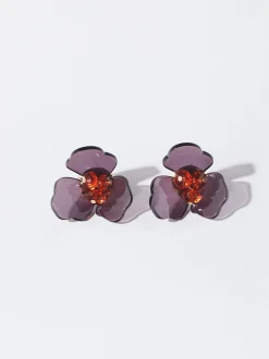 PARFOIS Basics|Strick>Ohrringe Mit Blume Aus Harz Violett