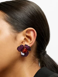 PARFOIS Basics|Strick>Ohrringe Mit Blume Aus Harz Violett