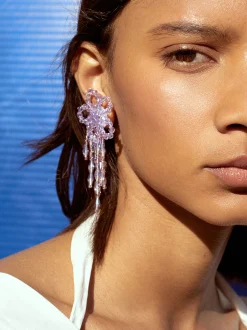 PARFOIS Lange Ohrringe|Trend Collection>Ohrringe Mit Blume Und Glasperlen Lila