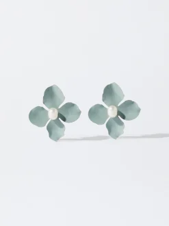 PARFOIS Lange Ohrringe|Trend Collection>Ohrringe Mit Blume Und Perle Blau