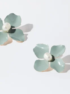 PARFOIS Lange Ohrringe|Trend Collection>Ohrringe Mit Blume Und Perle Blau