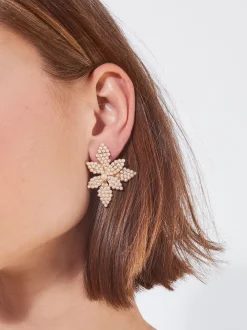 PARFOIS Ringe>Ohrringe Mit Blume Und Perlen Weib