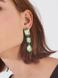 PARFOIS Lange Ohrringe|Premium>Ohrringe Mit Zierkristallen Gr&uuml;n