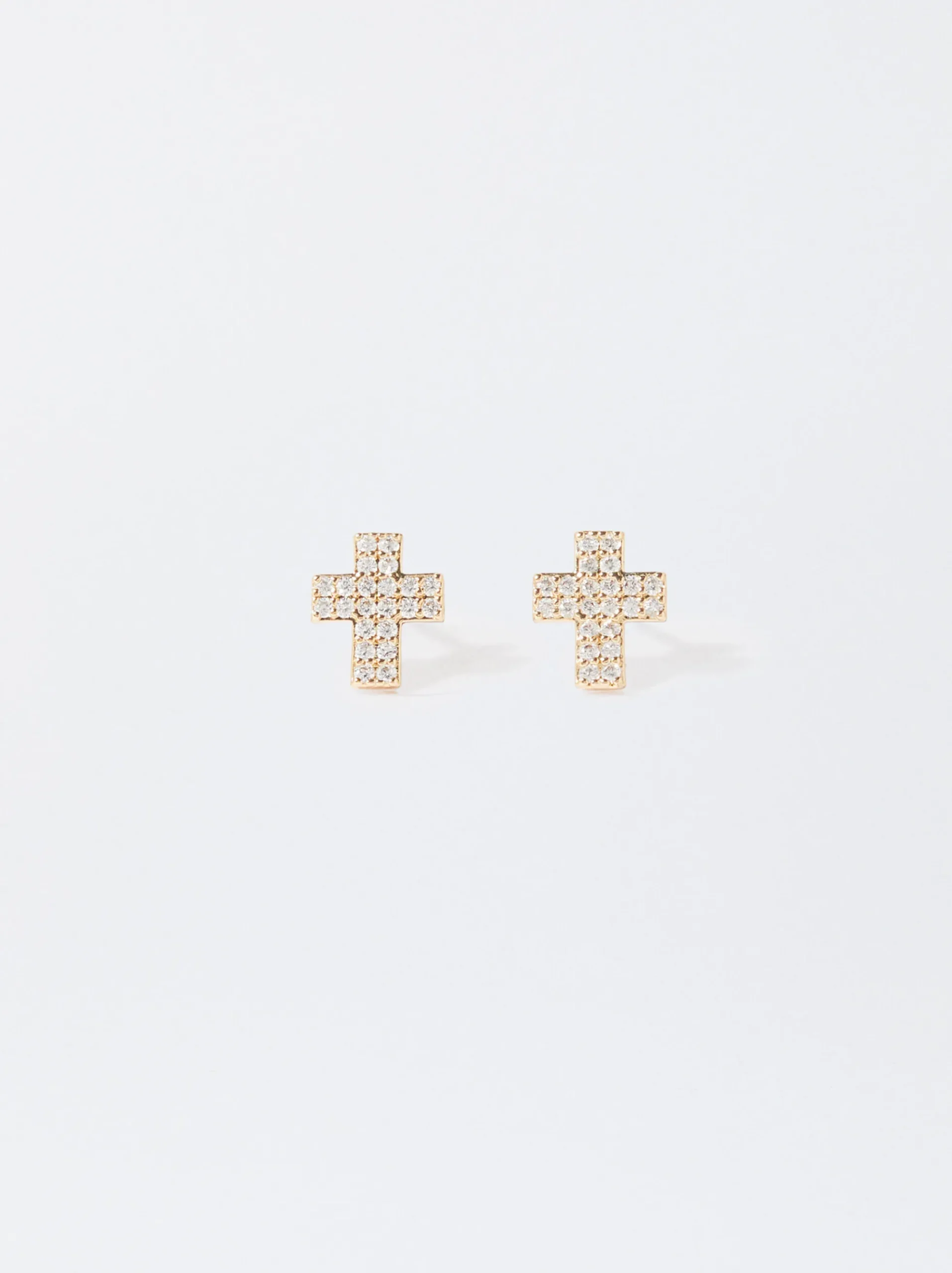 PARFOIS Lange Ohrringe|Basics>Ohrringe Mit Zirkoniasteinen Und Kreuz Golden