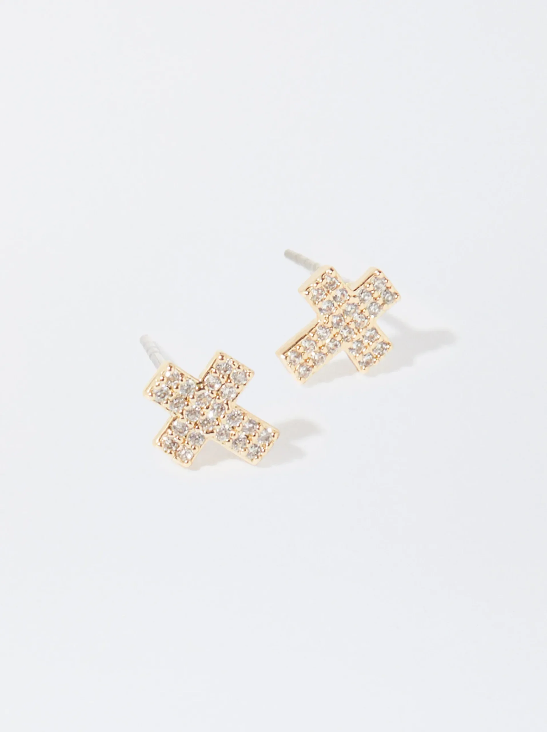 PARFOIS Lange Ohrringe|Basics>Ohrringe Mit Zirkoniasteinen Und Kreuz Golden