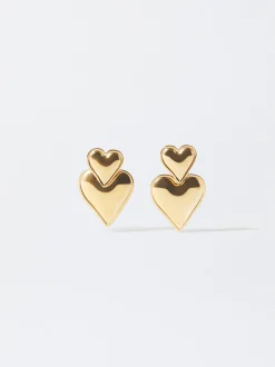 PARFOIS Halsketten|Kurze Halsketten>Ohrstecker Aus Stahl Mit Herz Golden
