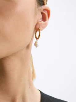 PARFOIS Halsketten|Kurze Halsketten>Ohrstecker Aus Stahl Mit Perlen Golden