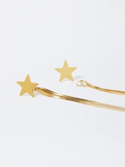 PARFOIS Halsketten|Kurze Halsketten>Ohrstecker Aus Stahl Mit Stern Golden