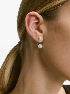 PARFOIS Basics|Kurze Ohrringe>Ohrstecker Aus Stahl Mit Perlen Silber