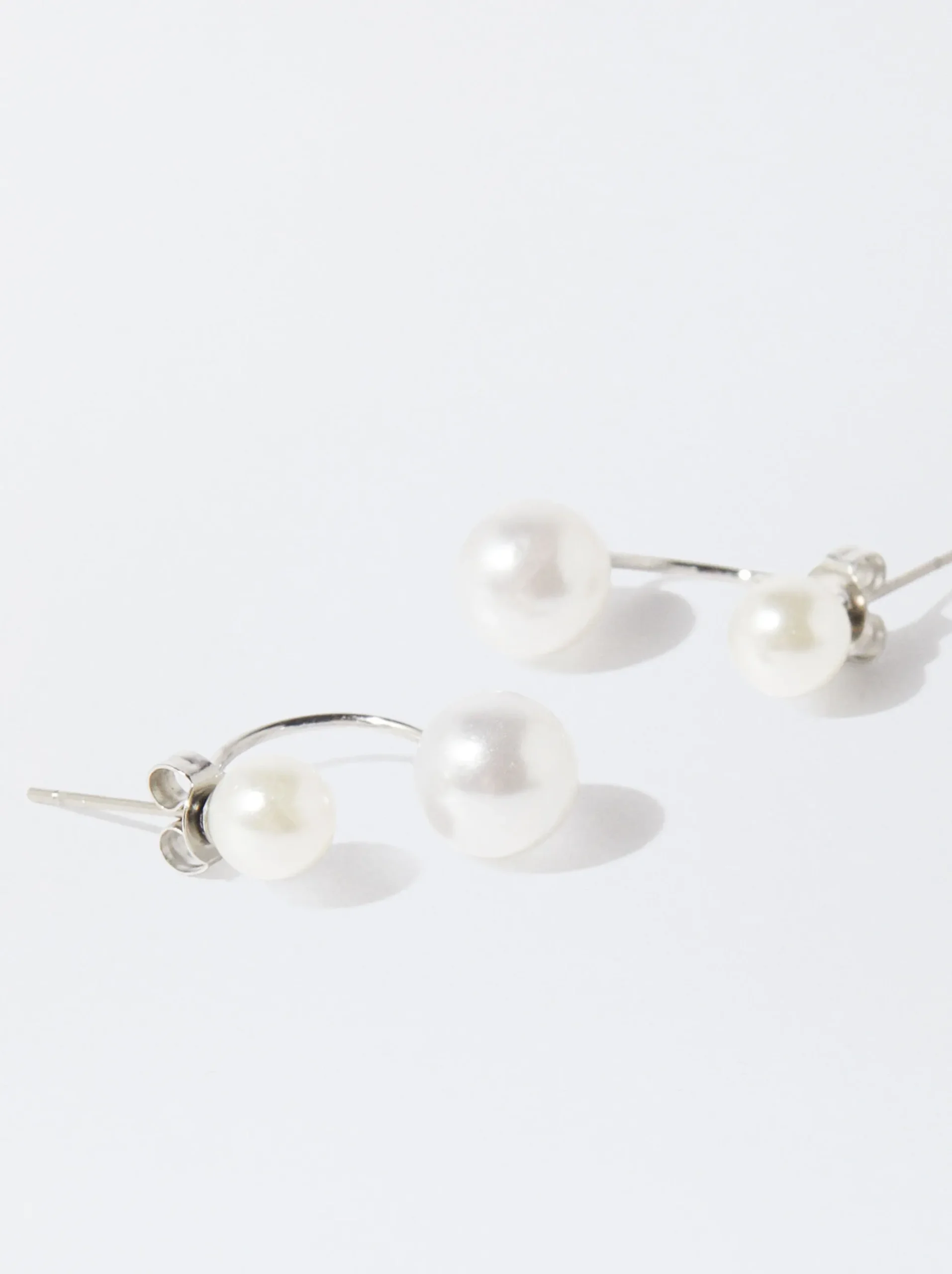 PARFOIS Basics|Kurze Ohrringe>Ohrstecker Aus Stahl Mit Perlen Silber