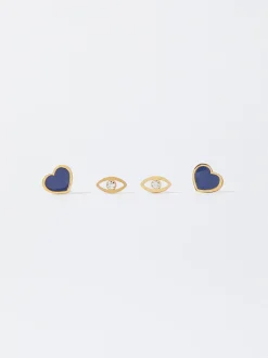 PARFOIS Halsketten|Kurze Halsketten>Ohrstecker Aus Stahl Mit Charms Blau