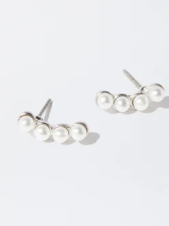 PARFOIS Lange Ohrringe|Basics>Ohrstecker Mit Perle Silber