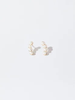 PARFOIS Lange Ohrringe|Premium>Ohrstecker Mit Perle Golden