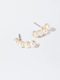 PARFOIS Lange Ohrringe|Premium>Ohrstecker Mit Perle Golden