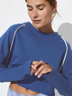 PARFOIS Umhängetaschen|Handtaschen>Online Exclusive - Cropped-Sweatshirt Aus Baumwolle Blau