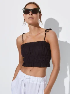 PARFOIS Basics|Strick>Online Exclusive - Elastisches Cropped-Top Schwarz