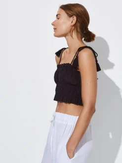 PARFOIS Basics|Strick>Online Exclusive - Elastisches Cropped-Top Schwarz