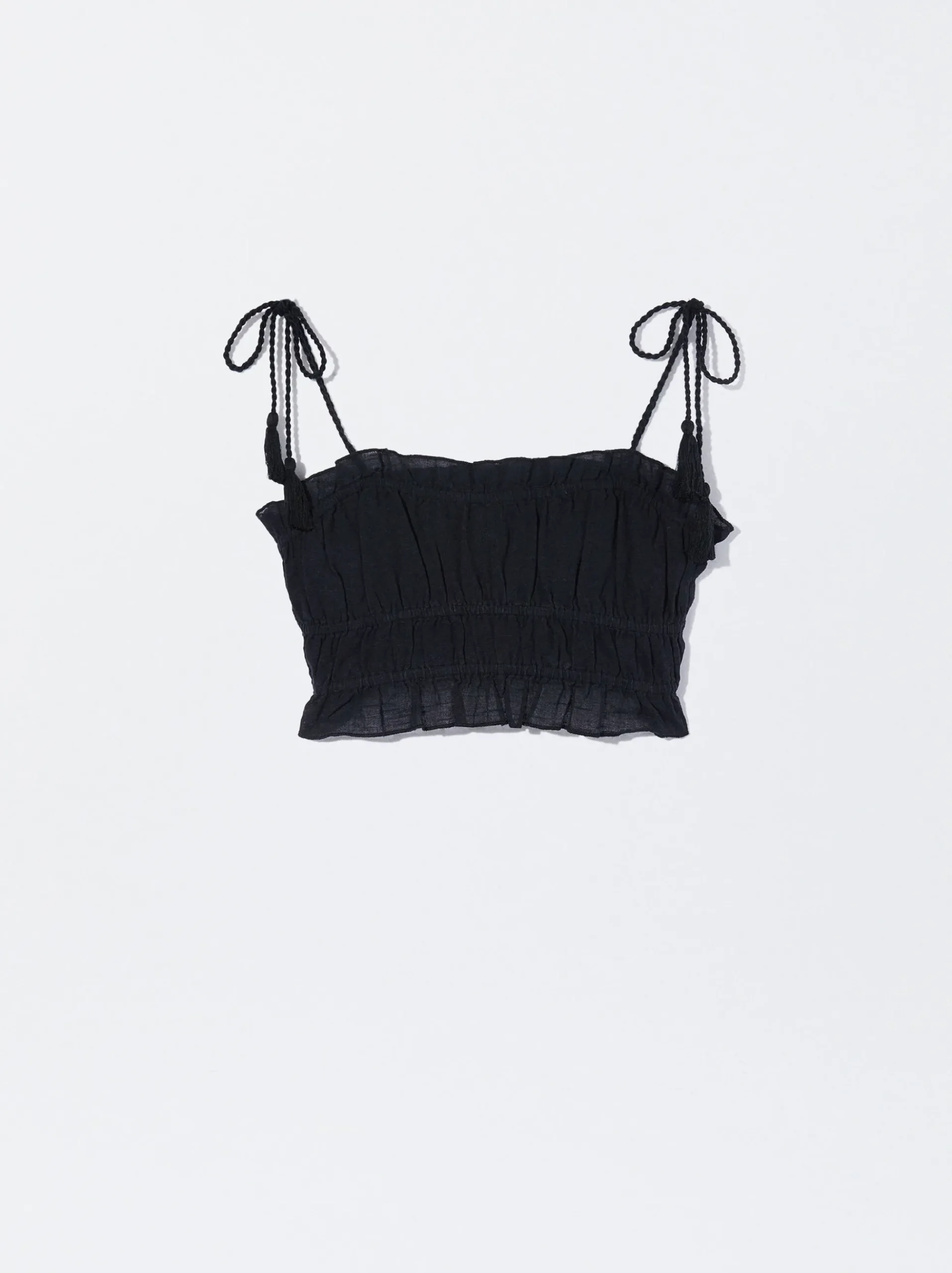 PARFOIS Basics|Strick>Online Exclusive - Elastisches Cropped-Top Schwarz