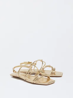 PARFOIS Raffinierter Modeschmuck|Lange Ohrringe>Online Exclusive - Flache Sandalen Mit Zierknoten Golden
