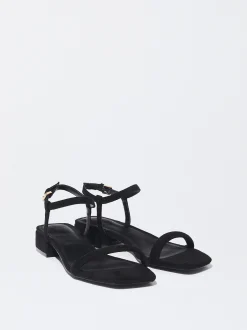 PARFOIS Raffinierter Modeschmuck|Kurze Halsketten>Online Exclusive - Flache Riemensandalen Schwarz