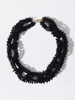 PARFOIS Kurze Ohrringe|Hoop-Ohrringe>Online Exclusive - Geflochtene Halskette Mit Kristallen Schwarz