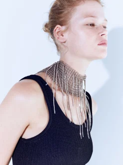 PARFOIS Kurze Ohrringe|Hoop-Ohrringe>Online Exclusive - Maxi-Halskette Mit Netzstruktur Und Kristallen Silber
