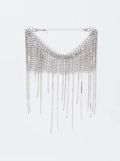 PARFOIS Kurze Ohrringe|Hoop-Ohrringe>Online Exclusive - Maxi-Halskette Mit Netzstruktur Und Kristallen Silber