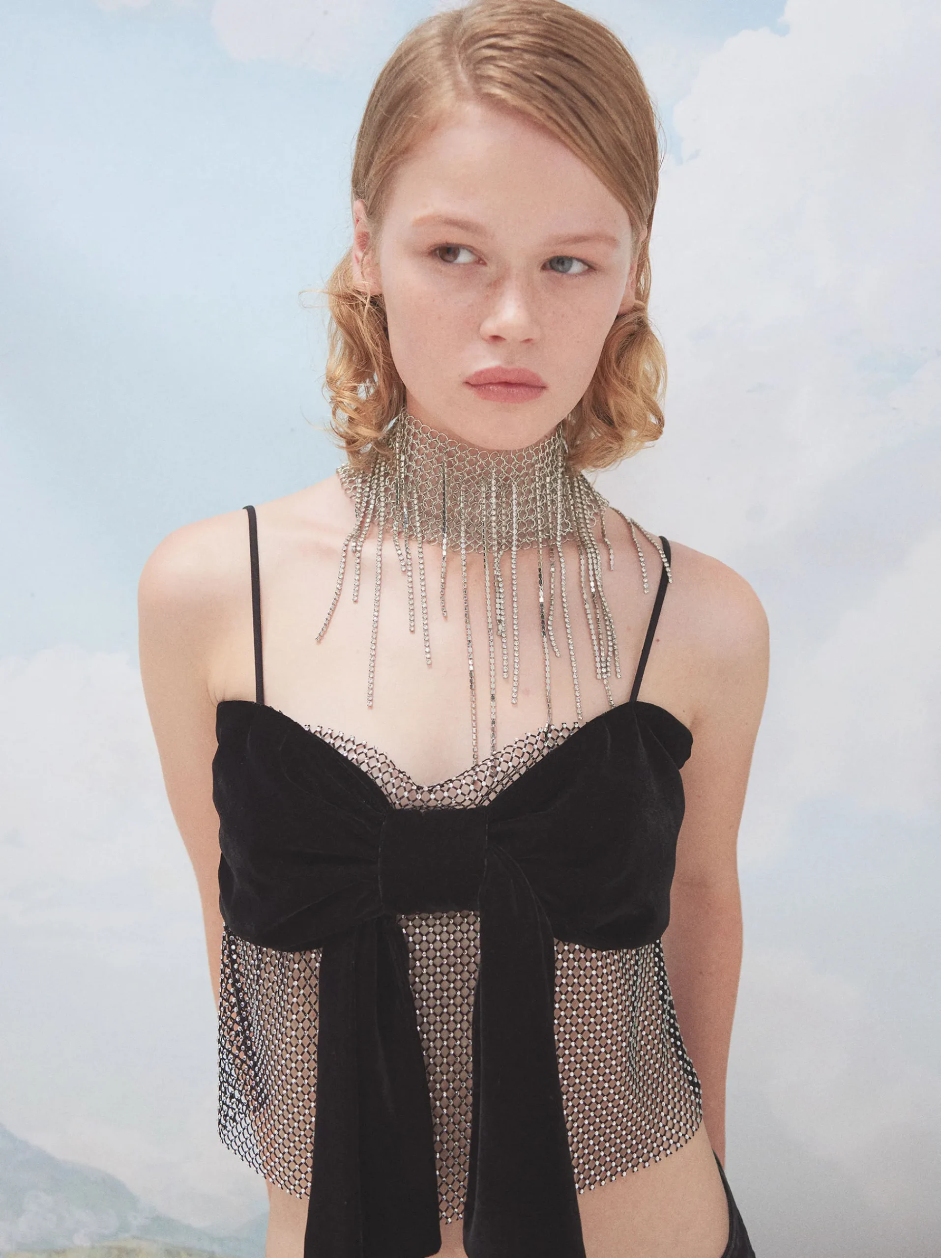 PARFOIS Kurze Ohrringe|Hoop-Ohrringe>Online Exclusive - Maxi-Halskette Mit Netzstruktur Und Kristallen Silber