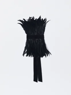PARFOIS Set Ohrringen|Hoop-Ohrringe>Online Exclusive - Maxi-Halskette Mit Federn Schwarz