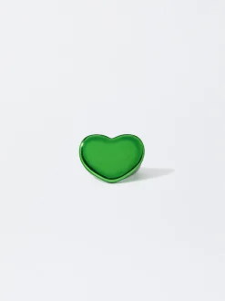 PARFOIS Basics|Strick>Online Exclusive - Metallischer Herzring Grün