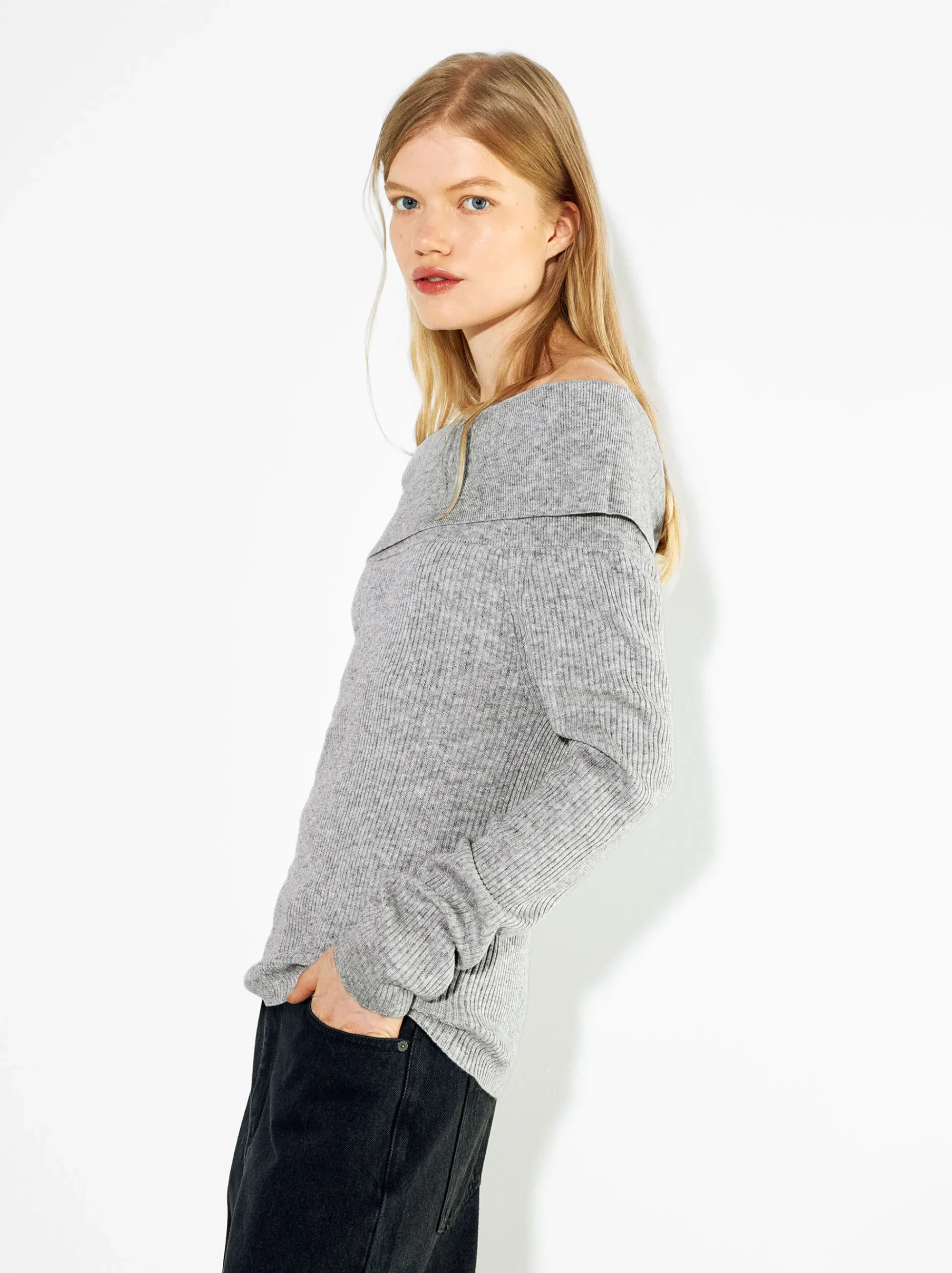 PARFOIS Hosen>Online Exclusive - Off-Shoulder-Pullover Grau
