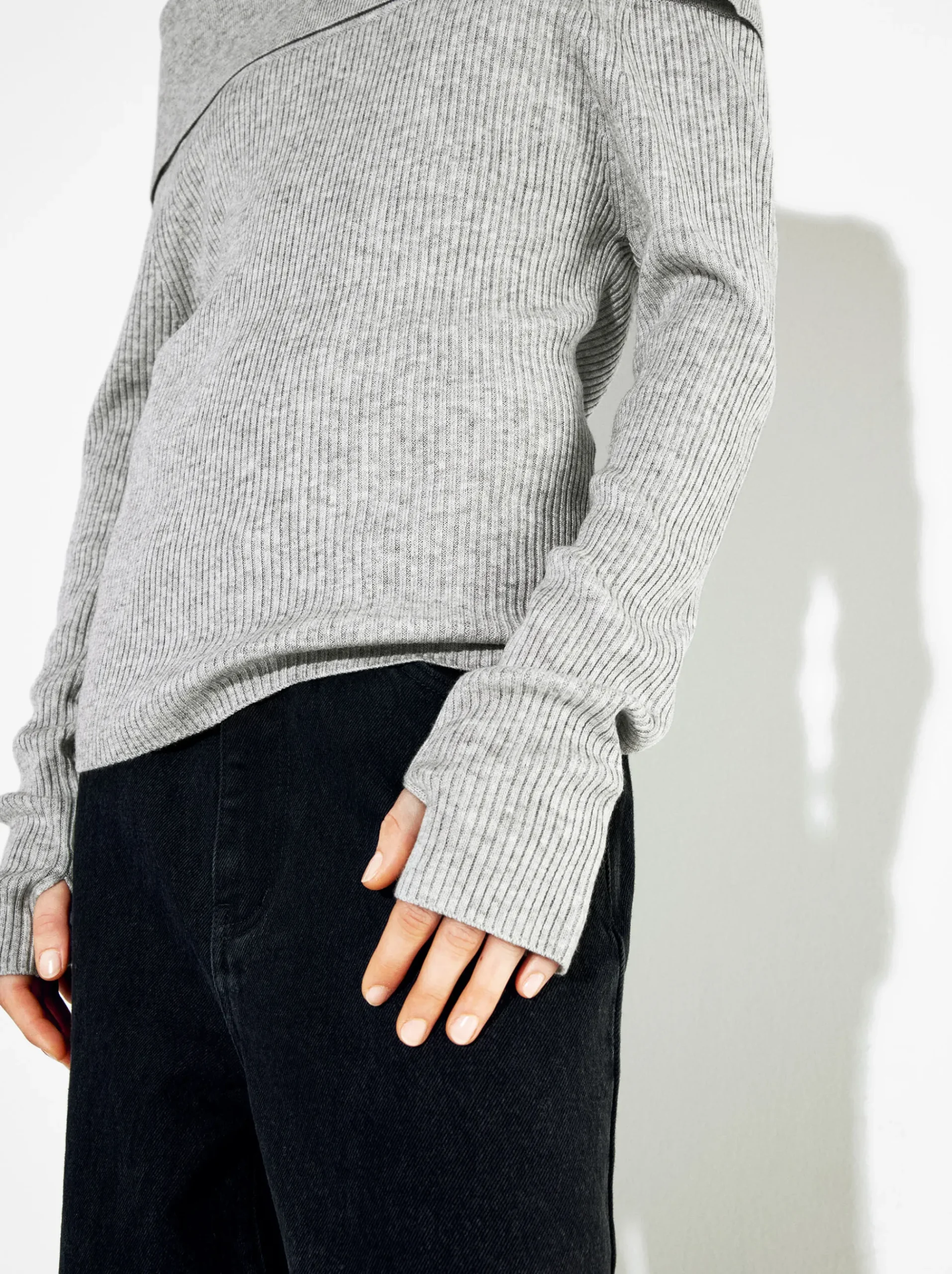 PARFOIS Hosen>Online Exclusive - Off-Shoulder-Pullover Grau
