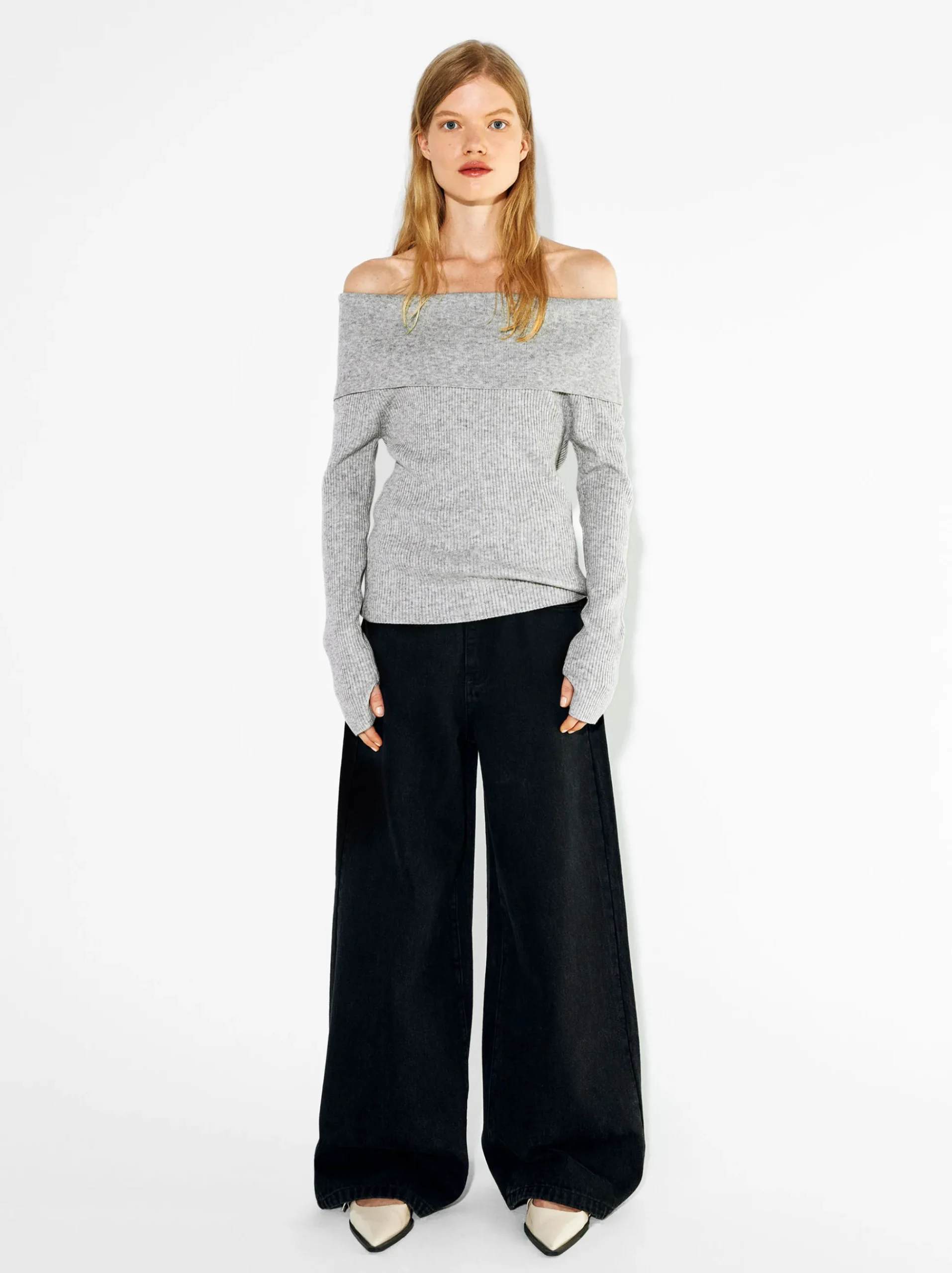 PARFOIS Hosen>Online Exclusive - Off-Shoulder-Pullover Grau