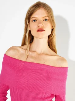 PARFOIS Tops und Shirts>Online Exclusive - Off-Shoulder-Pullover Fuchsia