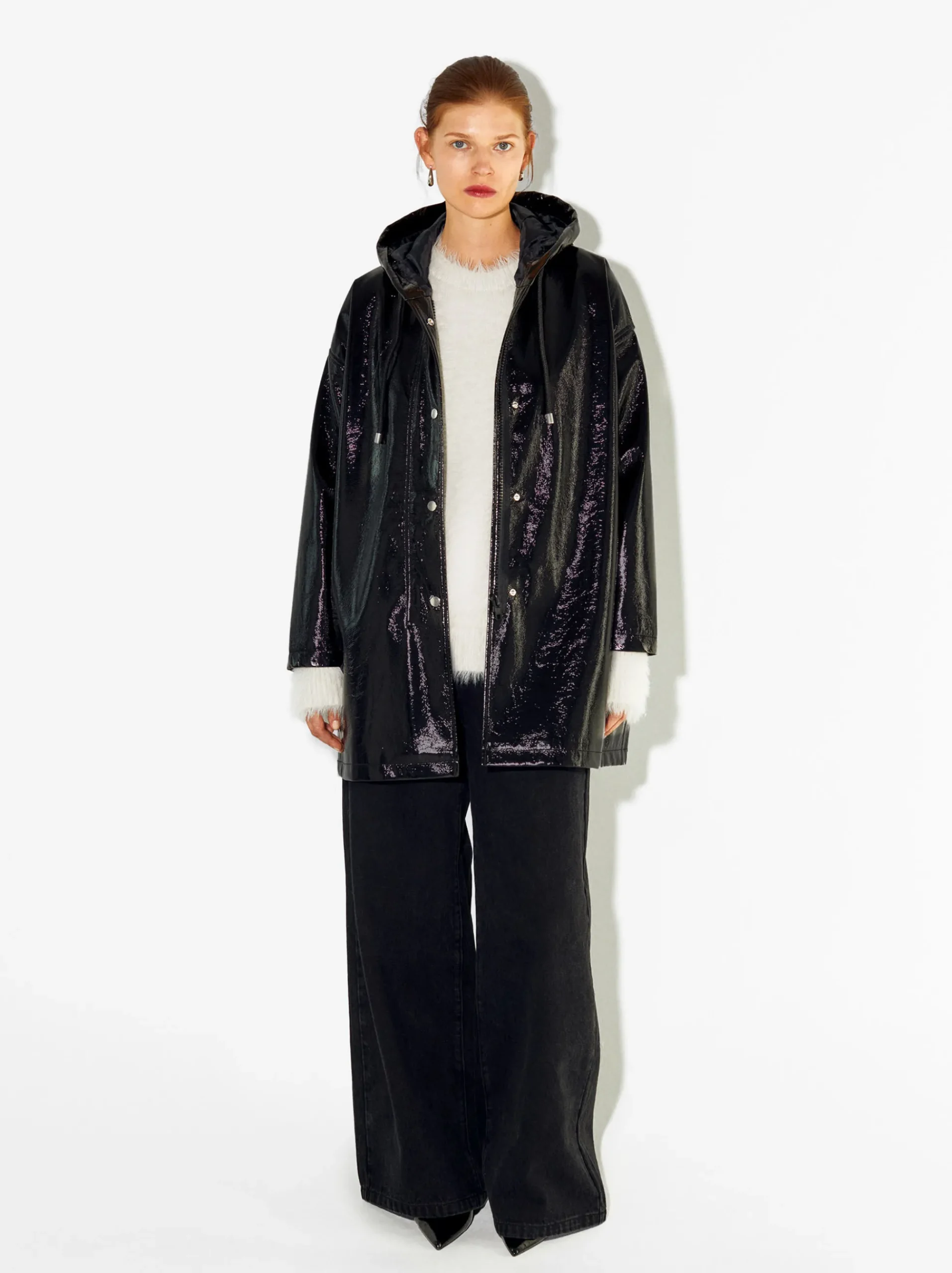PARFOIS Raffinierter Modeschmuck|Kurze Ohrringe>Online Exclusive - Parka In Lackoptik Mit Kapuze Schwarz