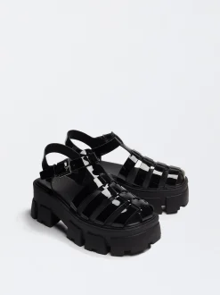 PARFOIS Raffinierter Modeschmuck|Kurze Halsketten>Online Exclusive - Plateau-Sandalen Schwarz