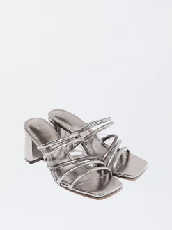 PARFOIS Raffinierter Modeschmuck|Kurze Halsketten>Online Exclusive - Sandalen Mit Absatz Und Metallic-Riemchen Schwarz