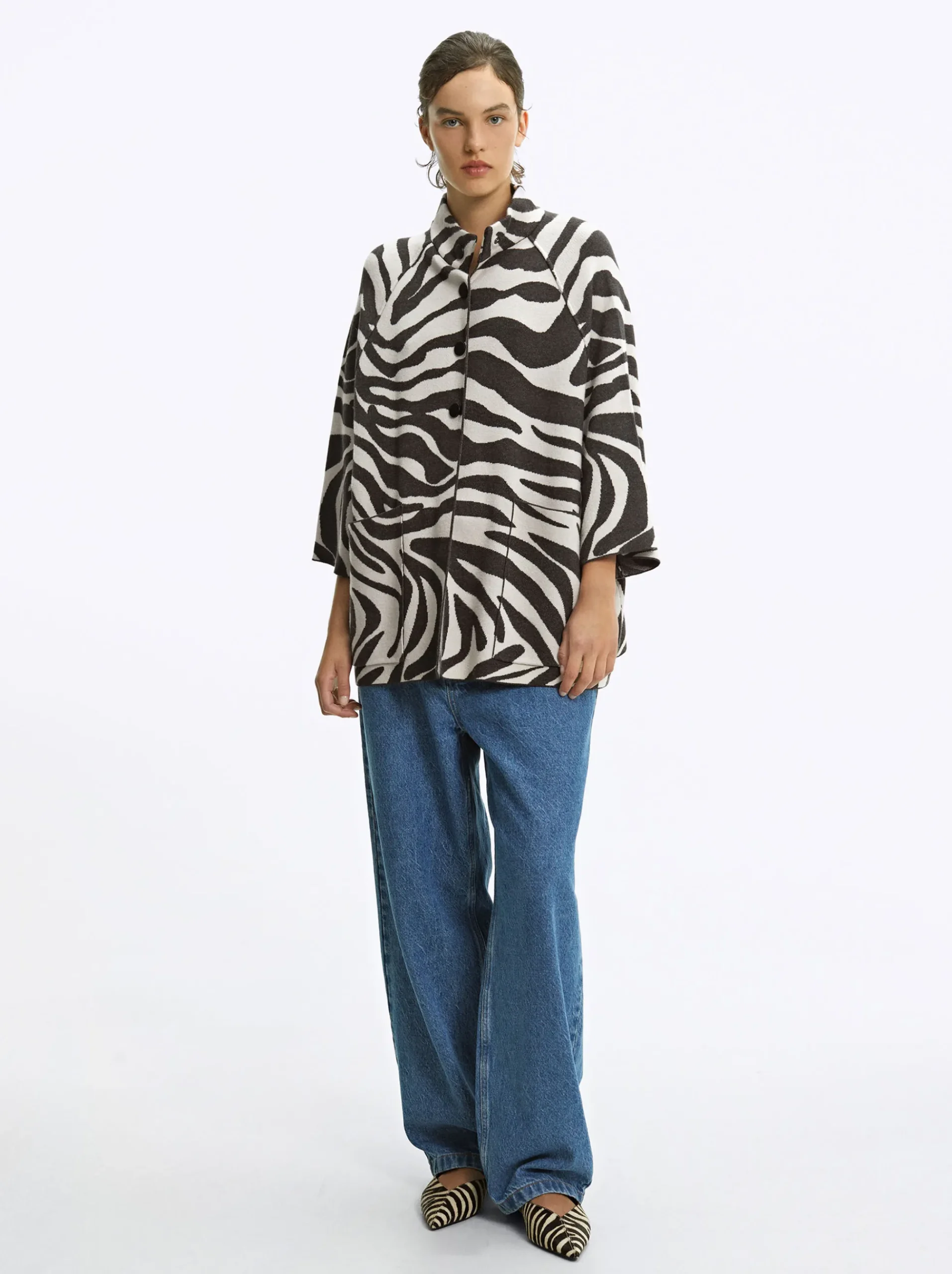 PARFOIS Kleider>Online Exclusive - Strickponcho Mit Kapuze Mehrfarbig