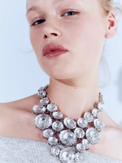 PARFOIS Set Ohrringen|Hoop-Ohrringe>Online Exclusive -Verstellbare Maxi-Glanz-Halskette Silber