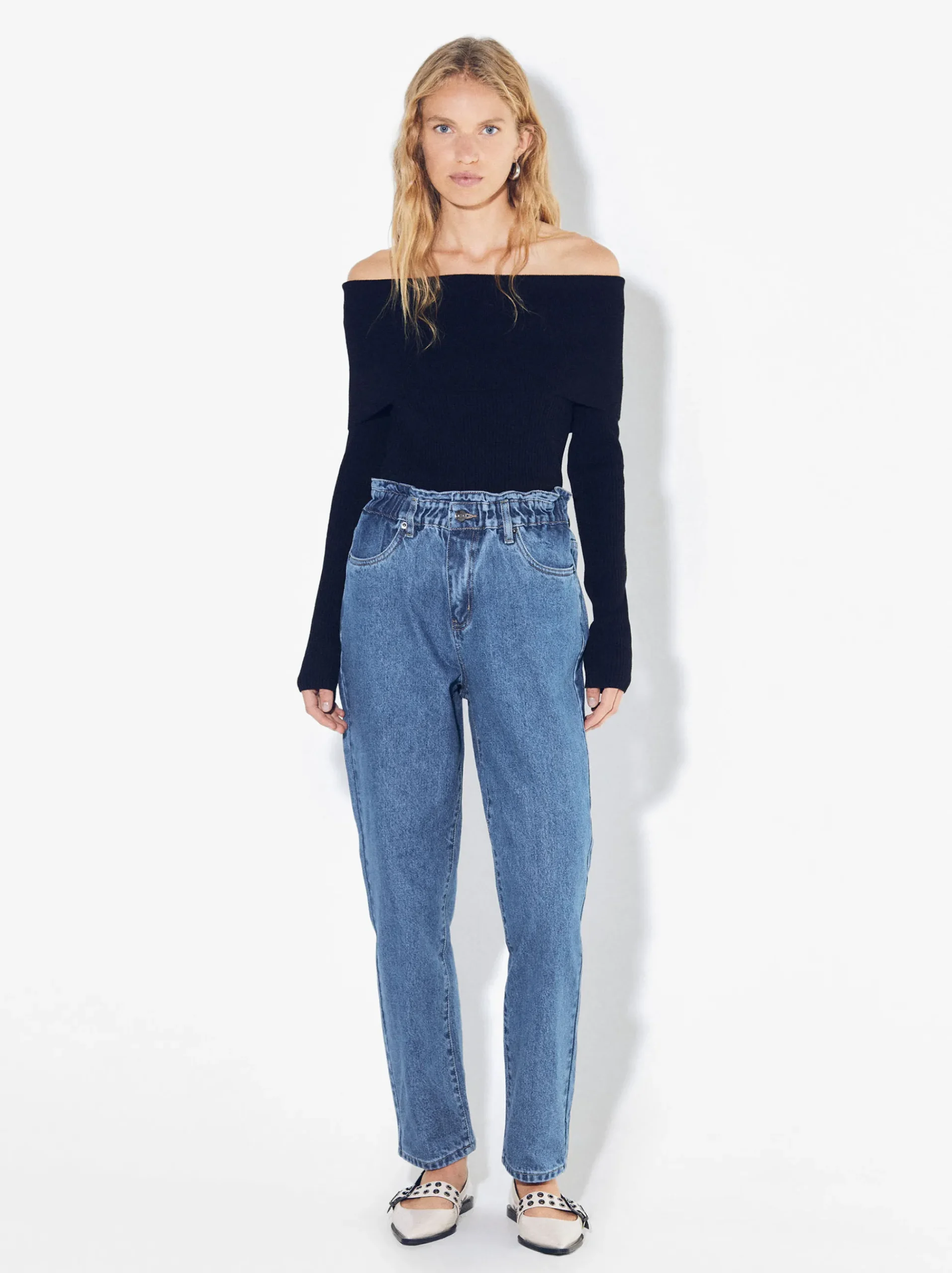 PARFOIS Strick|Tops und Shirts>Paperbag-Jeans Blau