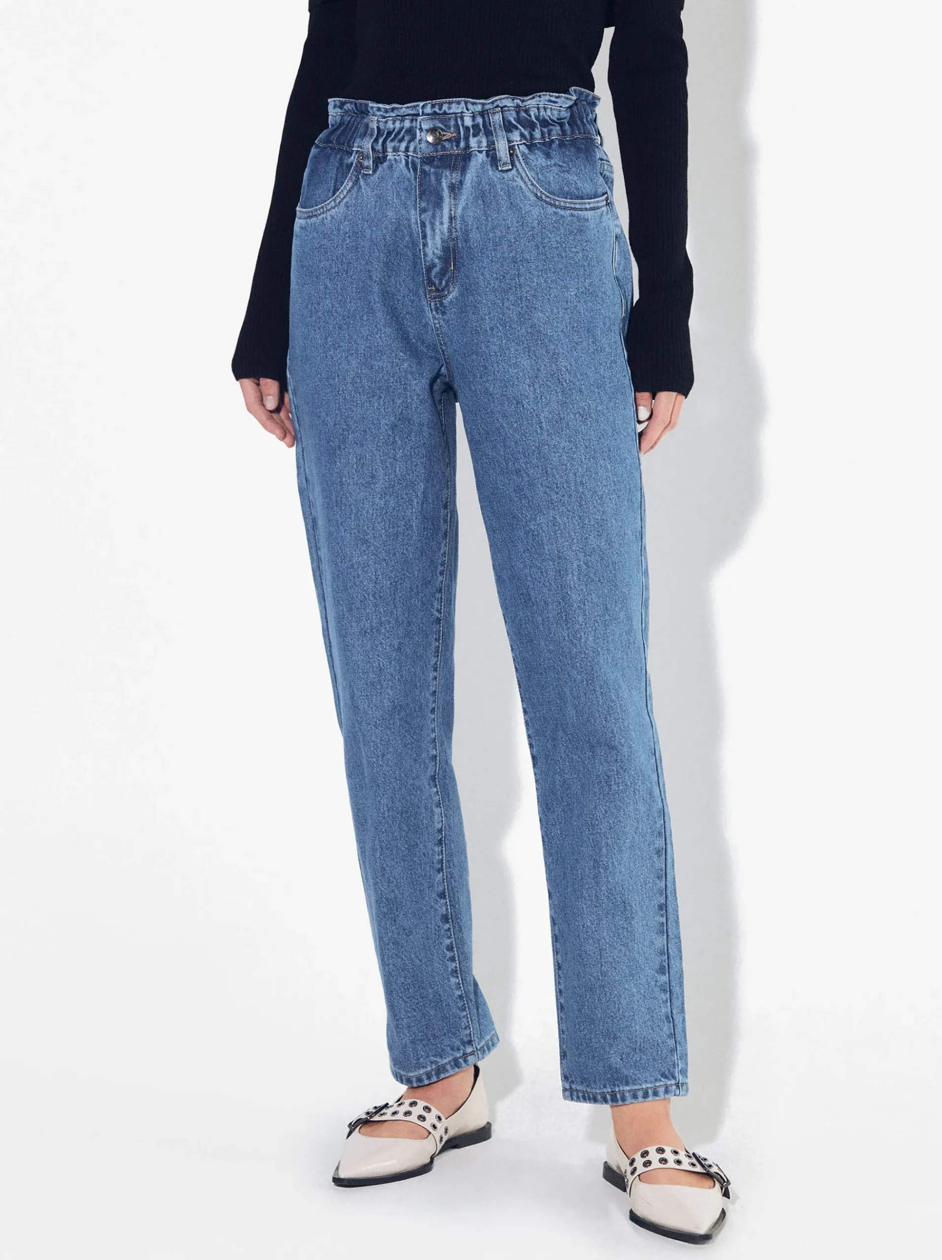PARFOIS Strick|Tops und Shirts>Paperbag-Jeans Blau