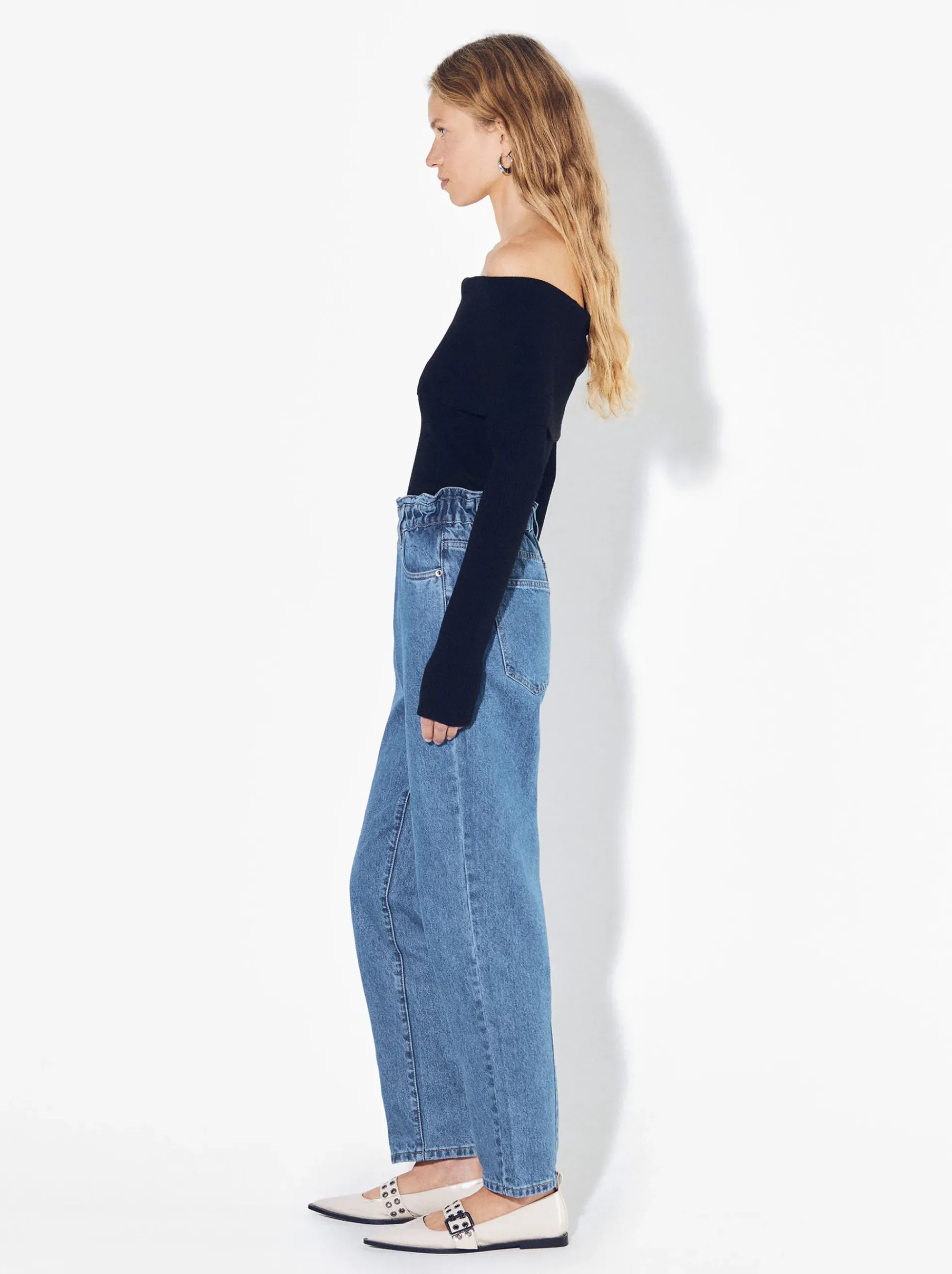 PARFOIS Strick|Tops und Shirts>Paperbag-Jeans Blau