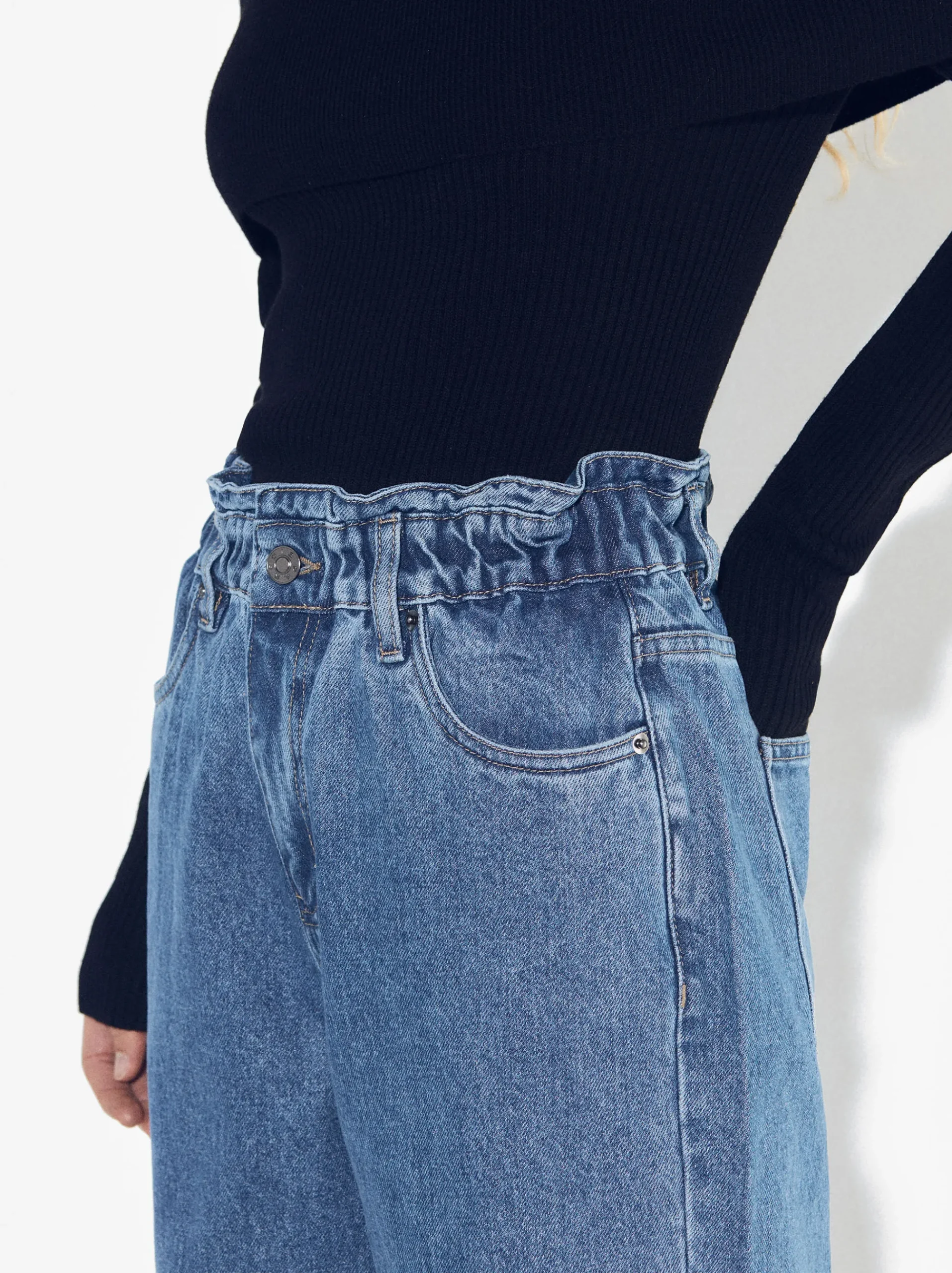 PARFOIS Strick|Tops und Shirts>Paperbag-Jeans Blau