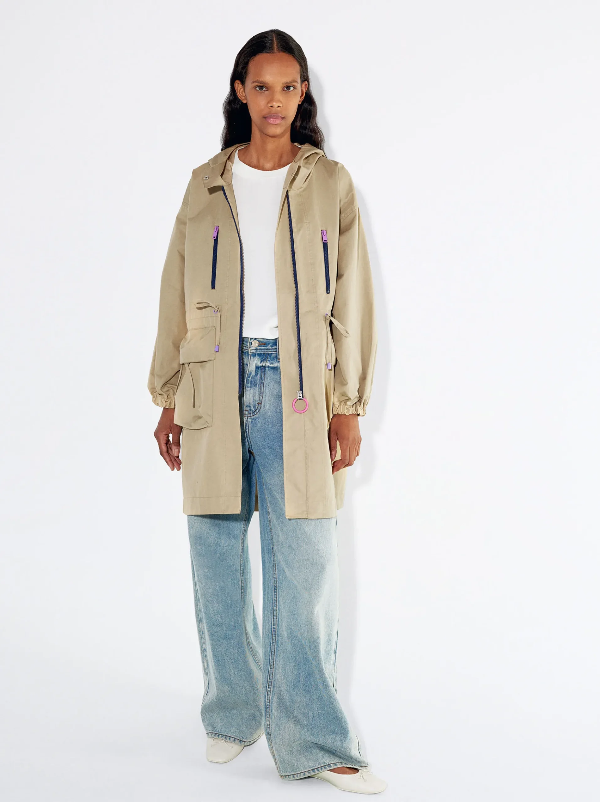PARFOIS Raffinierter Modeschmuck|Kurze Ohrringe>Parka Mit Taschen Und Kapuzen Beige