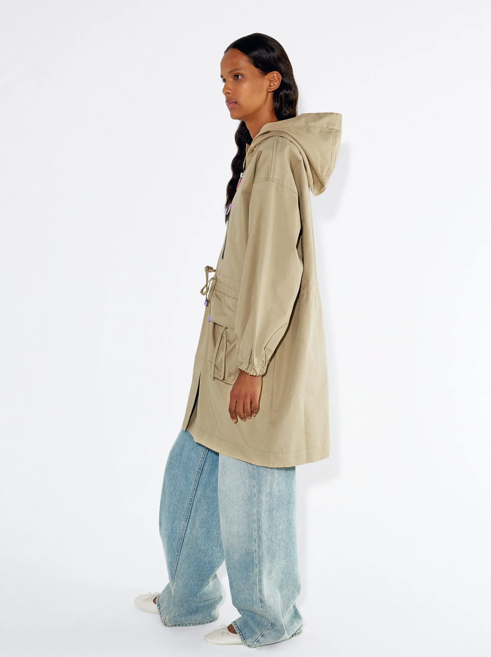 PARFOIS Raffinierter Modeschmuck|Kurze Ohrringe>Parka Mit Taschen Und Kapuzen Beige